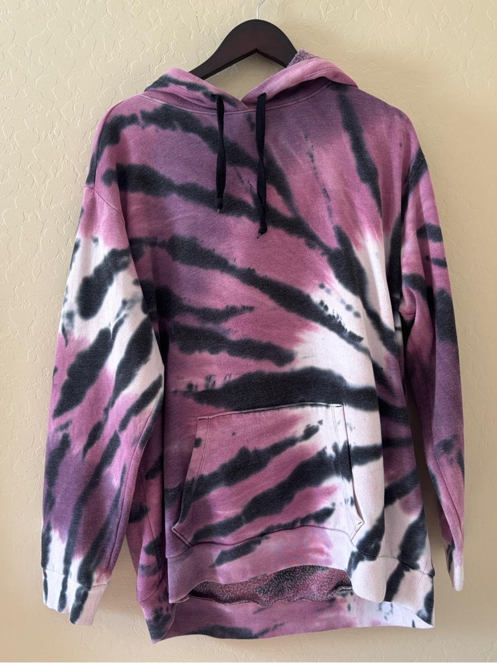 PINK Tie-Dye Hoodie in Pink, Black & White